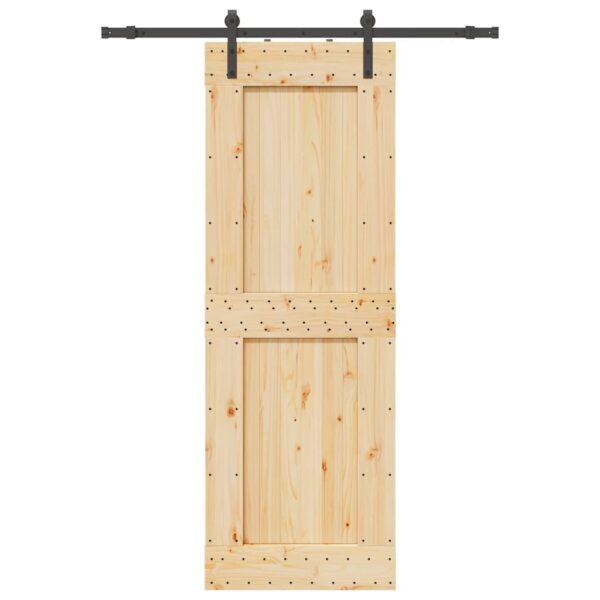Sliding Door with Hardware Set 80x210 cm Solid Wood Pine