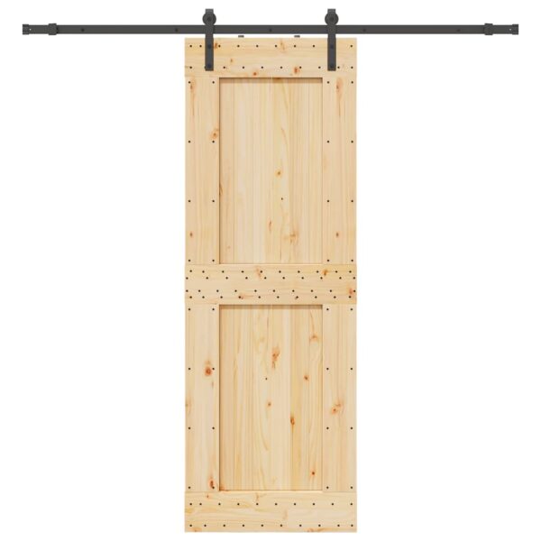 Sliding Door with Hardware Set 80x210 cm Solid Wood Pine