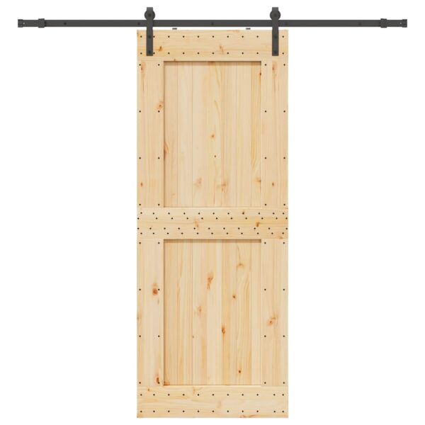 Sliding Door with Hardware Set 90x210 cm Solid Wood Pine
