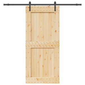 Sliding Door with Hardware Set 100x210 cm Solid Wood Pine