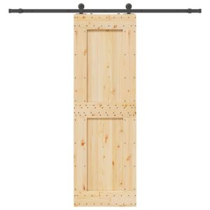 Sliding Door with Hardware Set 70x210 cm Solid Wood Pine