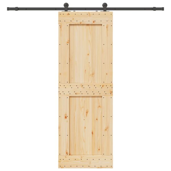 Sliding Door with Hardware Set 80x210 cm Solid Wood Pine