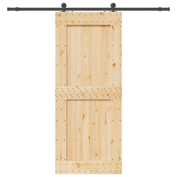 Sliding Door with Hardware Set 95x210 cm Solid Wood Pine