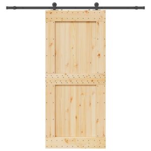 Sliding Door with Hardware Set 100x210 cm Solid Wood Pine