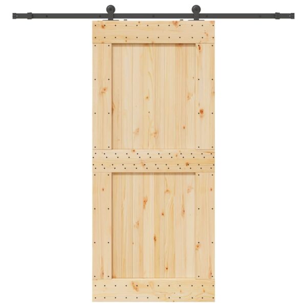 Sliding Door with Hardware Set 100x210 cm Solid Wood Pine