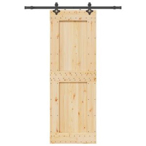 Sliding Door with Hardware Set 80x210 cm Solid Wood Pine