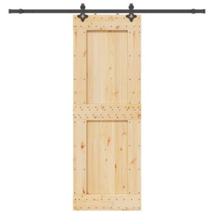 Sliding Door with Hardware Set 80x210 cm Solid Wood Pine