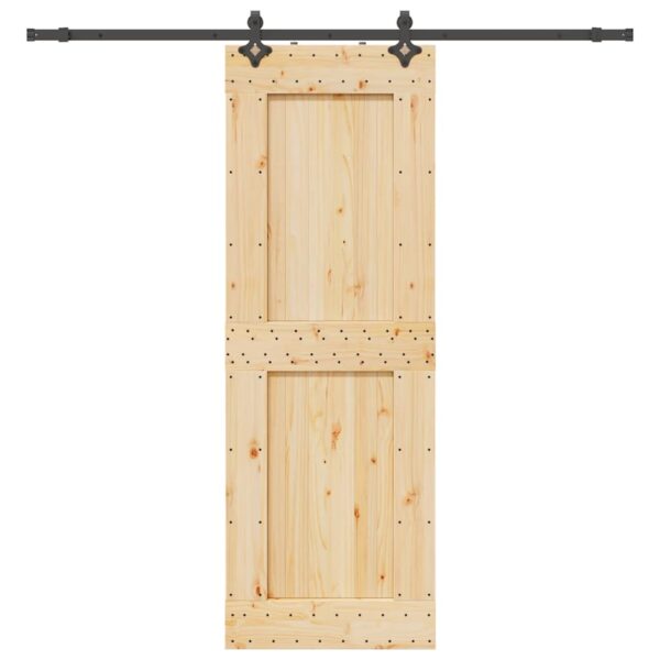 Sliding Door with Hardware Set 80x210 cm Solid Wood Pine