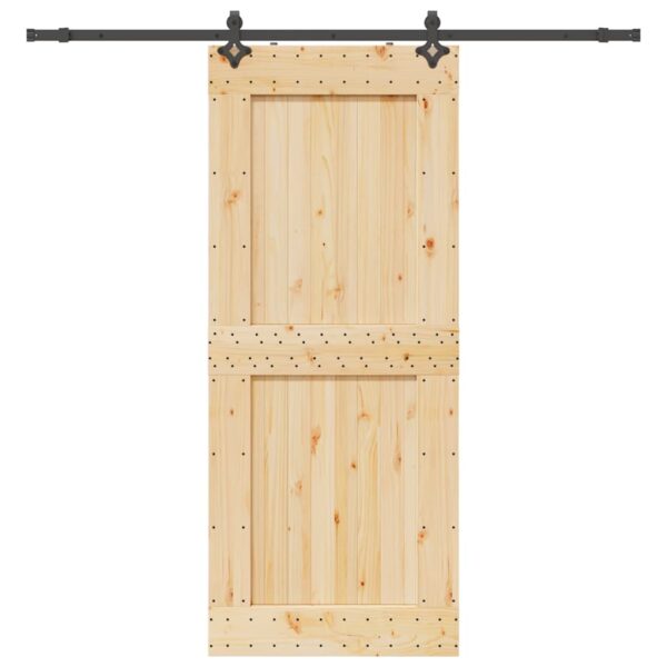 Sliding Door with Hardware Set 95x210 cm Solid Wood Pine