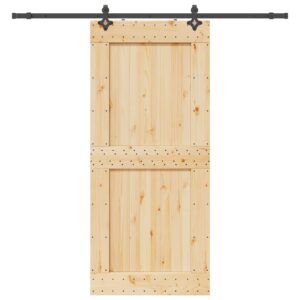 Sliding Door with Hardware Set 100x210 cm Solid Wood Pine
