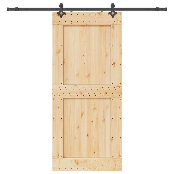 Sliding Door with Hardware Set 100x210 cm Solid Wood Pine