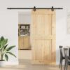 Sliding Door with Hardware Set 100x210 cm Solid Wood Pine