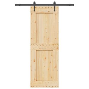 Sliding Door with Hardware Set 80x210 cm Solid Wood Pine