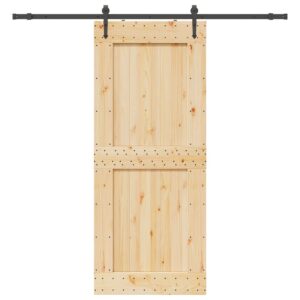 Sliding Door with Hardware Set 95x210 cm Solid Wood Pine