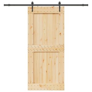 Sliding Door with Hardware Set 100x210 cm Solid Wood Pine
