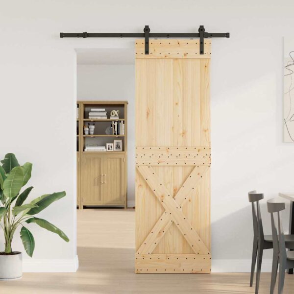 Sliding Door with Hardware Set 70x210 cm Solid Wood Pine