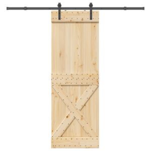 Sliding Door with Hardware Set 80x210 cm Solid Wood Pine