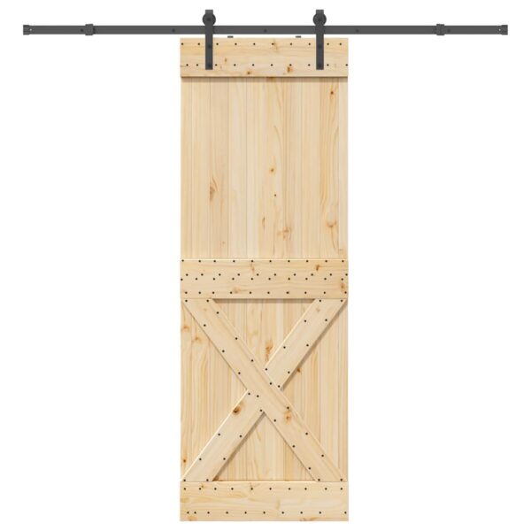Sliding Door with Hardware Set 80x210 cm Solid Wood Pine