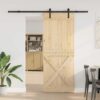 Sliding Door with Hardware Set 90x210 cm Solid Wood Pine