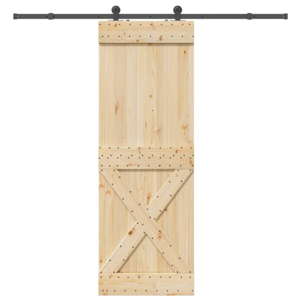 Sliding Door with Hardware Set 80x210 cm Solid Wood Pine