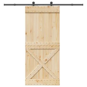 Sliding Door with Hardware Set 100x210 cm Solid Wood Pine