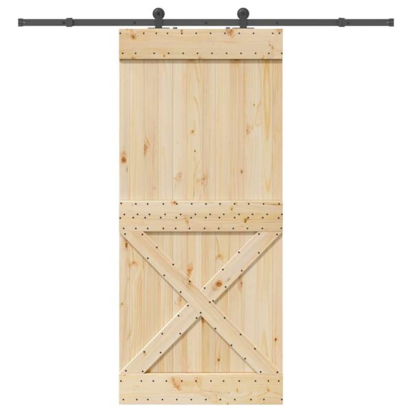 Sliding Door with Hardware Set 100x210 cm Solid Wood Pine