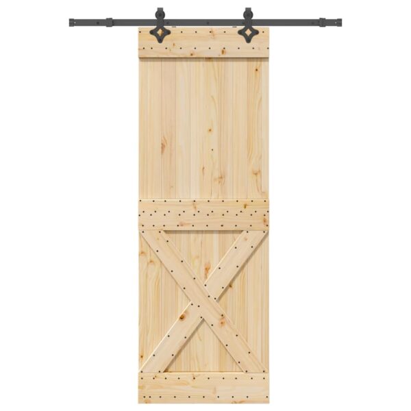 Sliding Door with Hardware Set 80x210 cm Solid Wood Pine