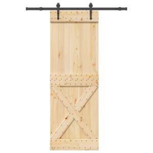 Sliding Door with Hardware Set 80x210 cm Solid Wood Pine