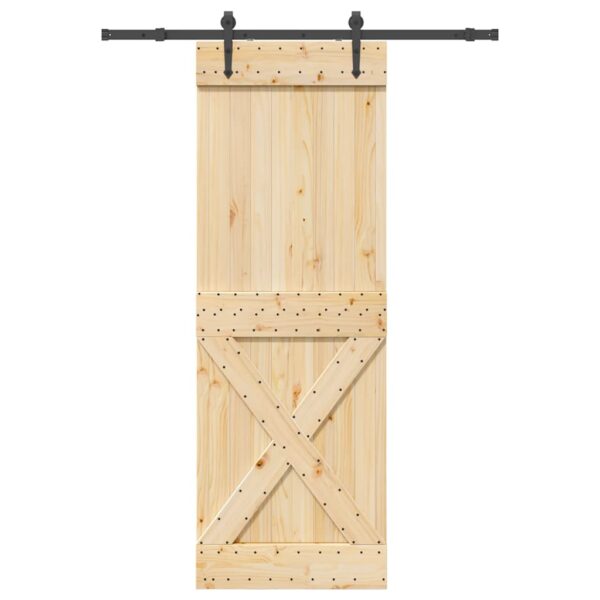 Sliding Door with Hardware Set 80x210 cm Solid Wood Pine
