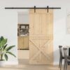 Sliding Door with Hardware Set 90x210 cm Solid Wood Pine