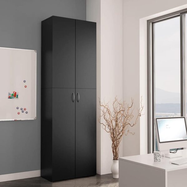 Office Cabinet Black 60x32x190 cm Engineered Wood