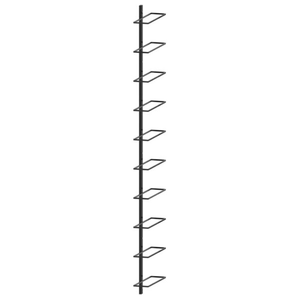 Wall-mounted Wine Rack for 10 Bottles Black Metal