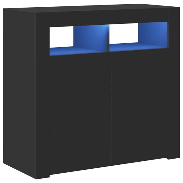 Sideboard with LED Lights Black 80x35x75 cm