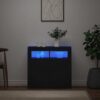 Sideboard with LED Lights Black 80x35x75 cm