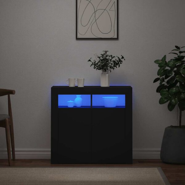 Sideboard with LED Lights Black 80x35x75 cm