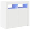 Sideboard with LED Lights High Gloss White 80x35x75 cm