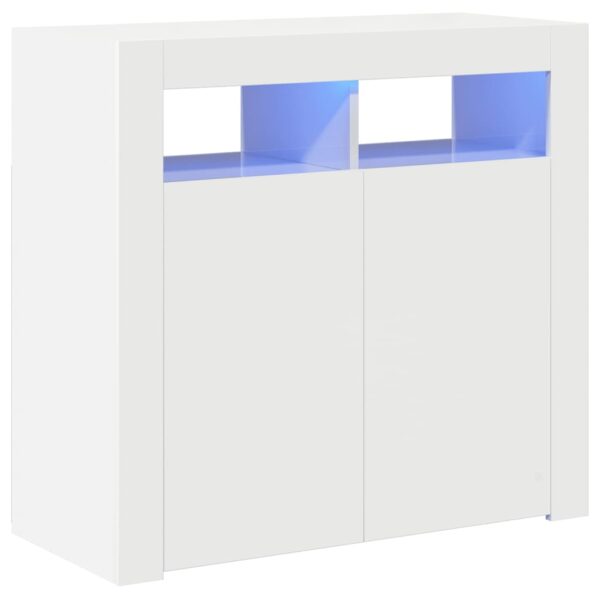 Sideboard with LED Lights High Gloss White 80x35x75 cm