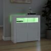 Sideboard with LED Lights High Gloss White 80x35x75 cm