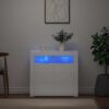 Sideboard with LED Lights High Gloss White 80x35x75 cm