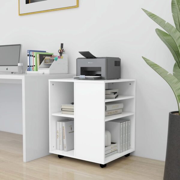 Rolling Cabinet White 60x53x72 cm Engineered Wood