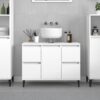 Sink Cabinet White 80x33x60 cm Engineered Wood