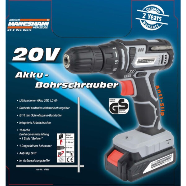 BrA1/4der Mannesmann Cordless Drill 1.3 Ah 20 V