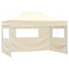 Foldable Tent Pop-Up with 4 Side Walls 3x4.5 m Cream White