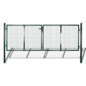 Fence Gate Steel 306x125 cm Green