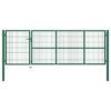 Garden Fence Gate with Posts 350x100 cm Steel Green