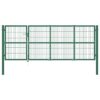 Garden Fence Gate with Posts 350x120 cm Steel Green