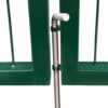 Garden Fence Gate with Posts 350x120 cm Steel Green