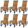 Dining Chairs 6 pcs Abaca and Solid Mango Wood