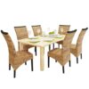 Dining Chairs 6 pcs Abaca and Solid Mango Wood