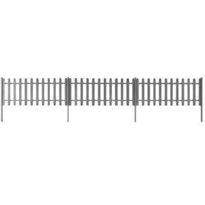 Picket Fence with Posts 3 pcs WPC 600x80 cm